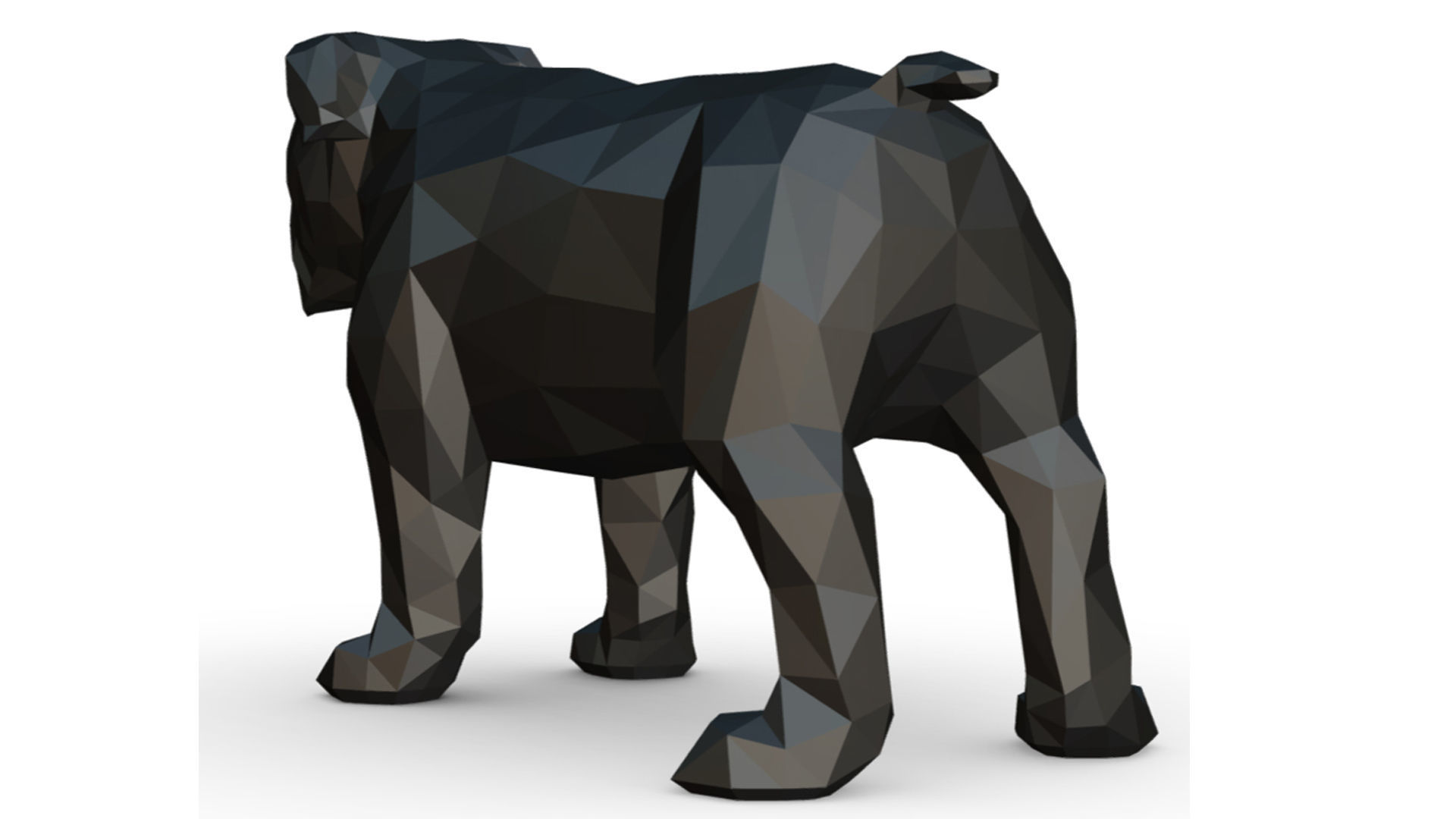 English bulldog low poly 3D print model_2
