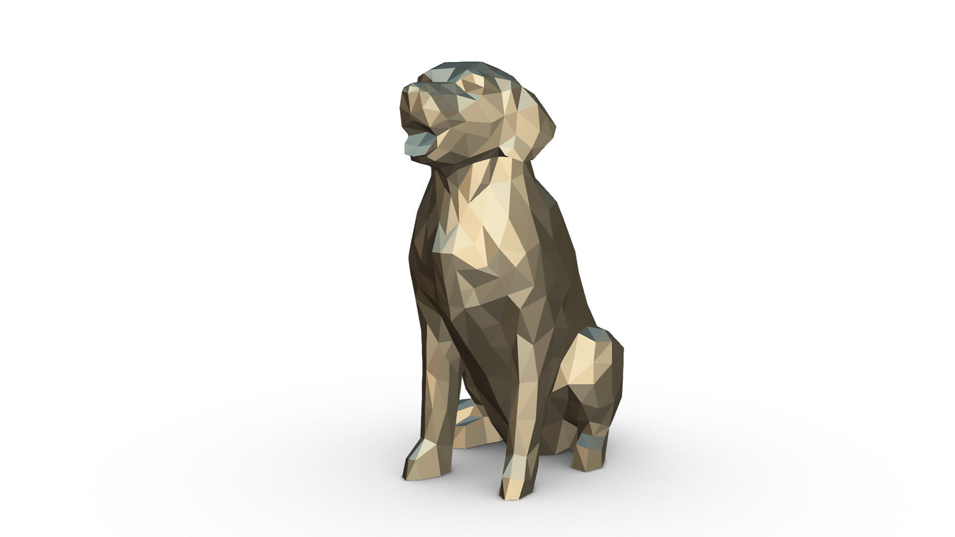 Golden Retriever low poly 3D print model_7