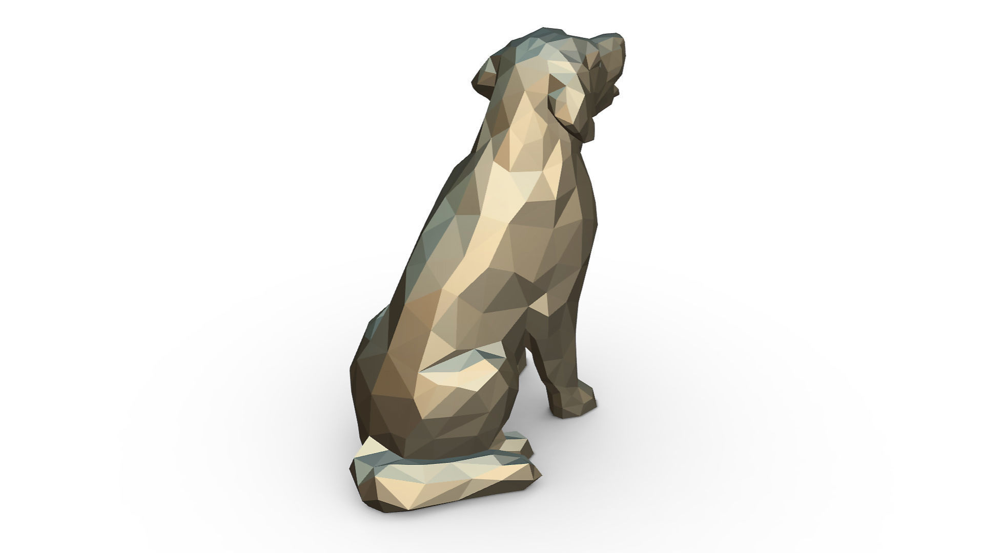 Golden Retriever low poly 3D print model_3