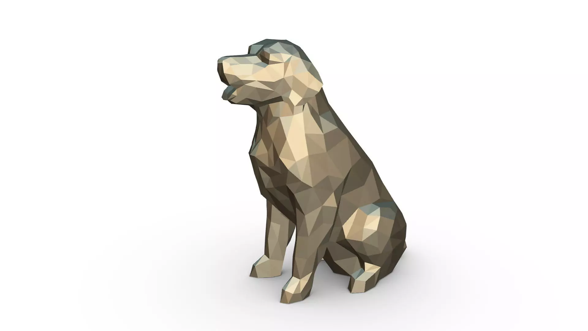 Golden Retriever low poly 3D print model_0