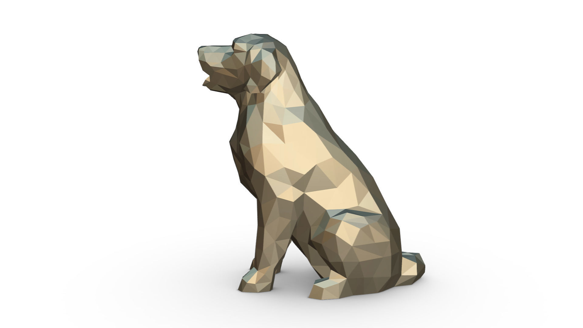 Golden Retriever low poly 3D print model_1