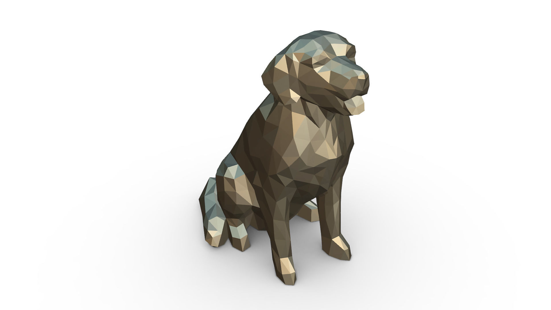 Golden Retriever low poly 3D print model_5