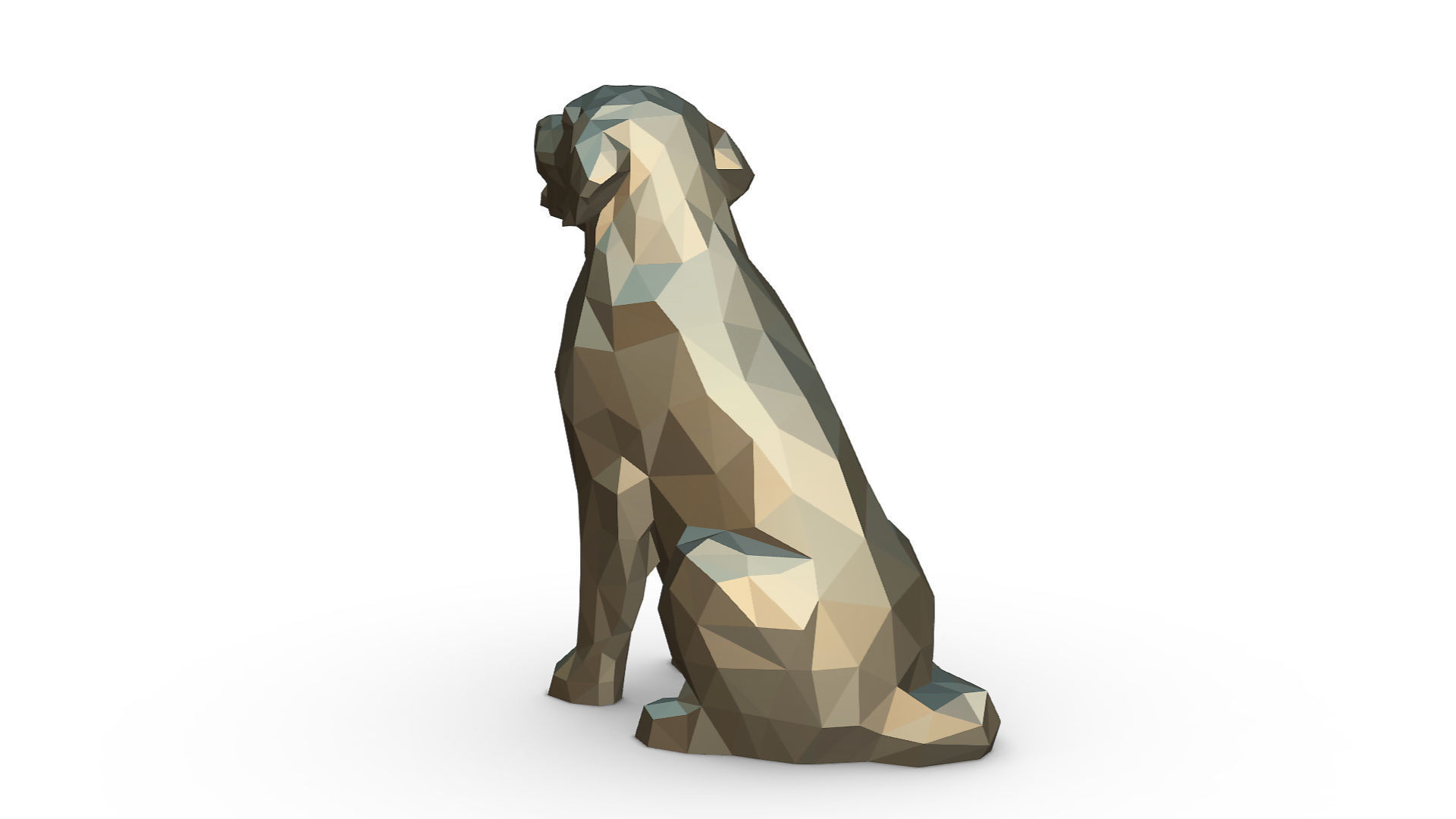 Golden Retriever low poly 3D print model_2
