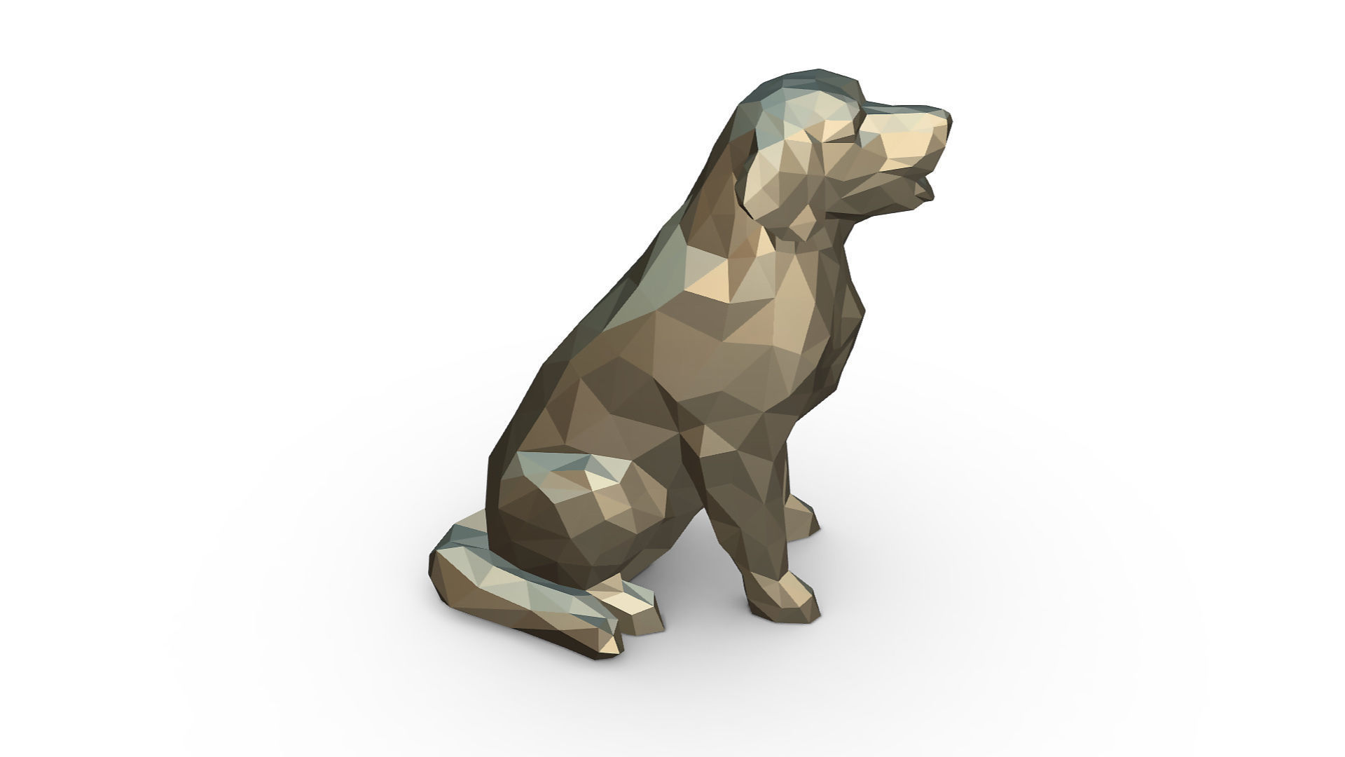Golden Retriever low poly 3D print model_4