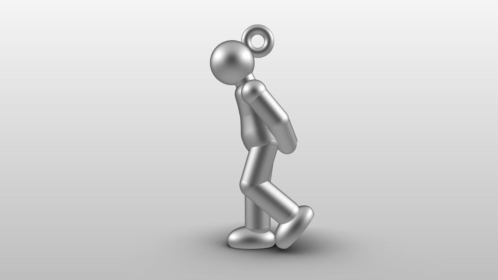 Charm pendant  - Matchman posture 01 - Slow walking 3D print model_2