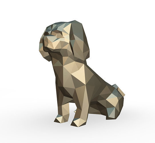 Pekingese low poly dachshund 3D print model