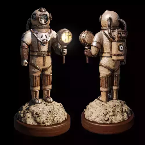 Scuba Diver Figurine Steampunk 3ds Max 2014  Obj Corona 3D model