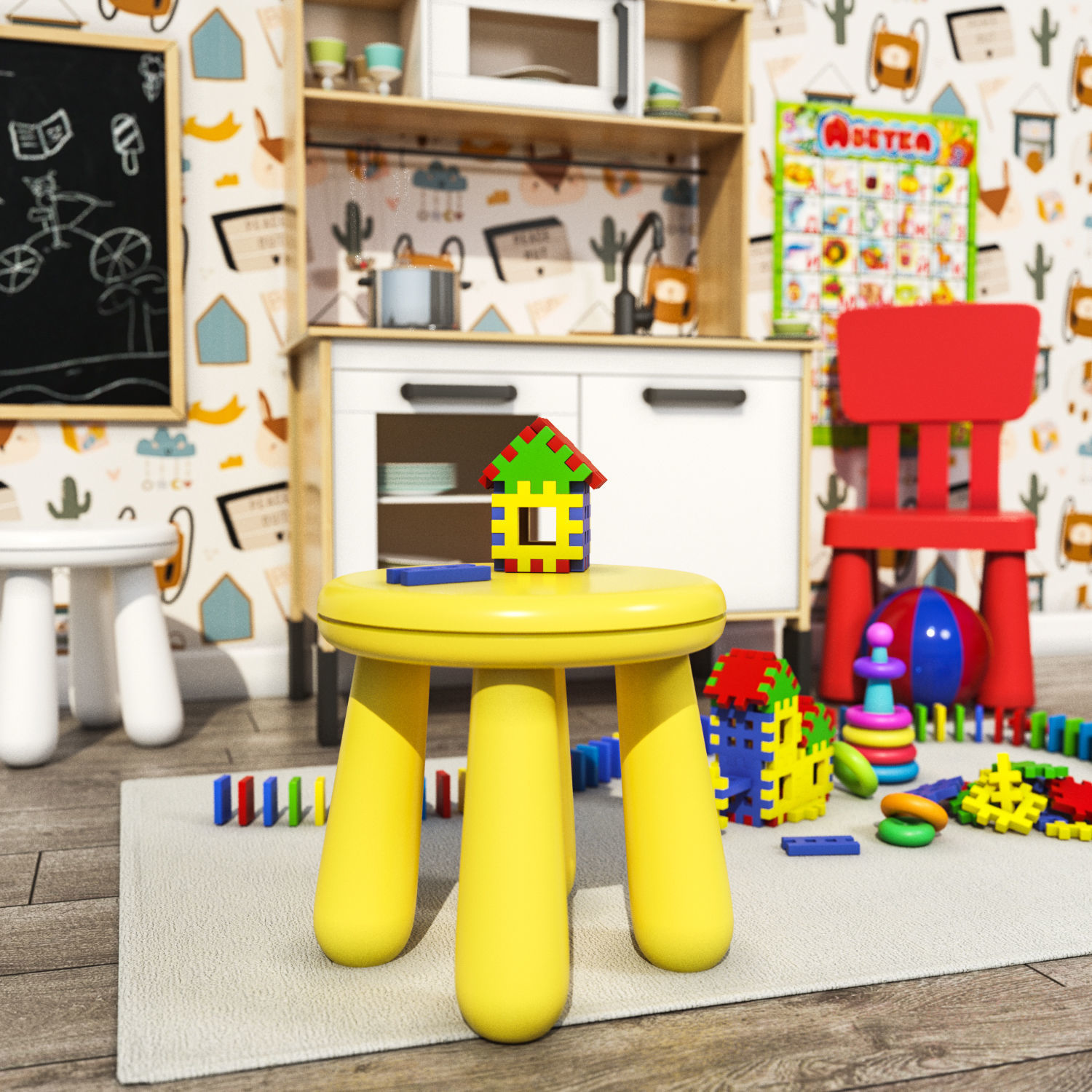 IKEA Children kitchen DUKTIG and Toys Set 3D model_1