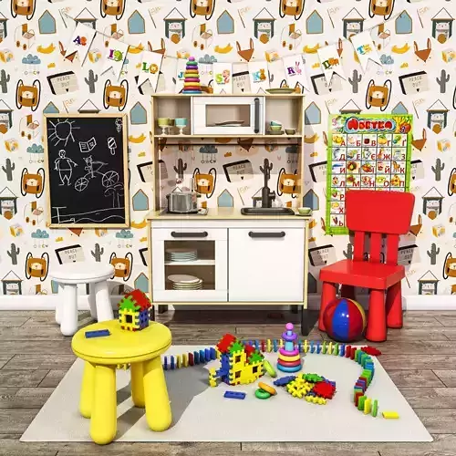 IKEA Children kitchen DUKTIG and Toys Set 3D model