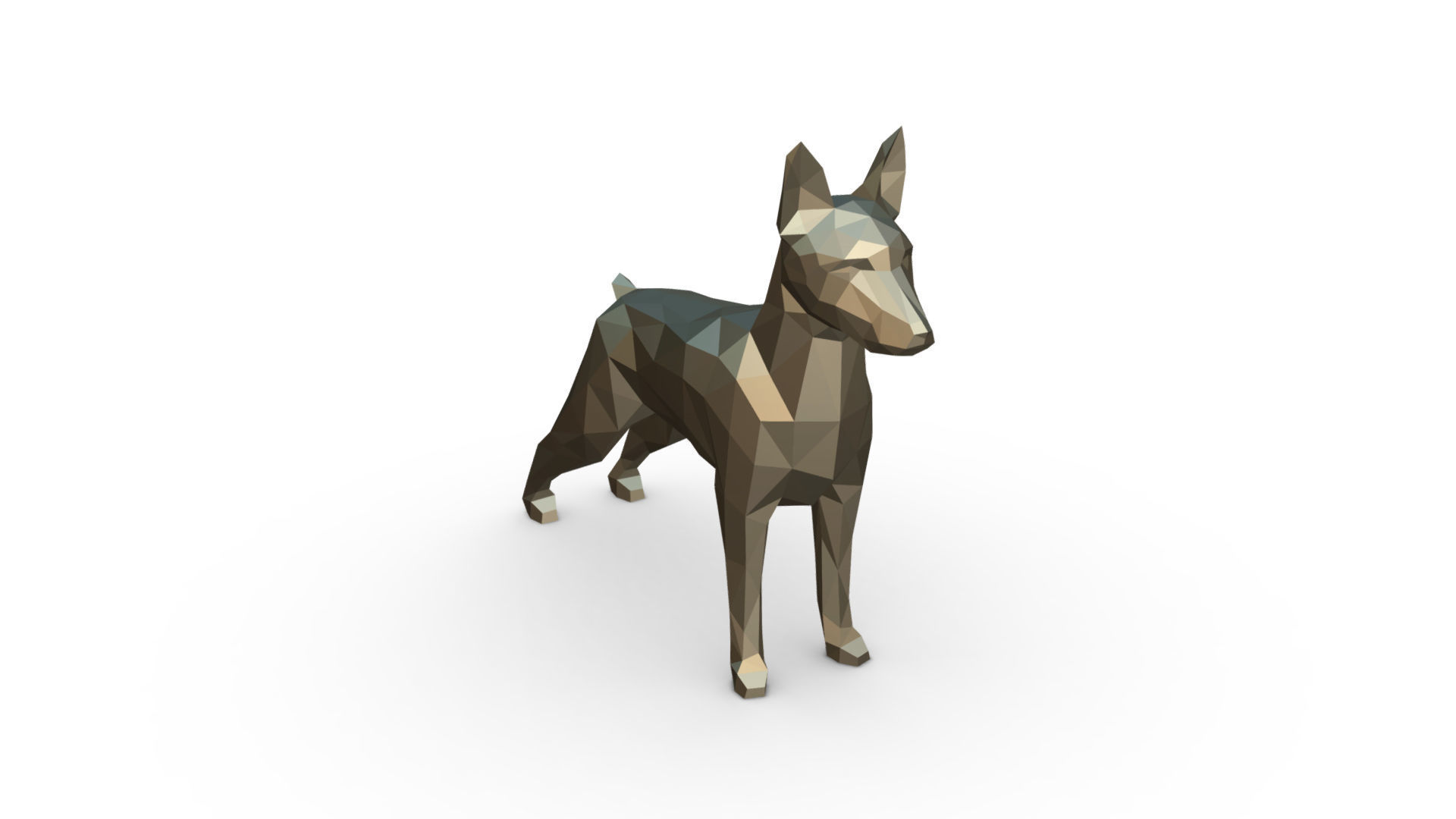 Pinscher low poly doberman 3D print model_5