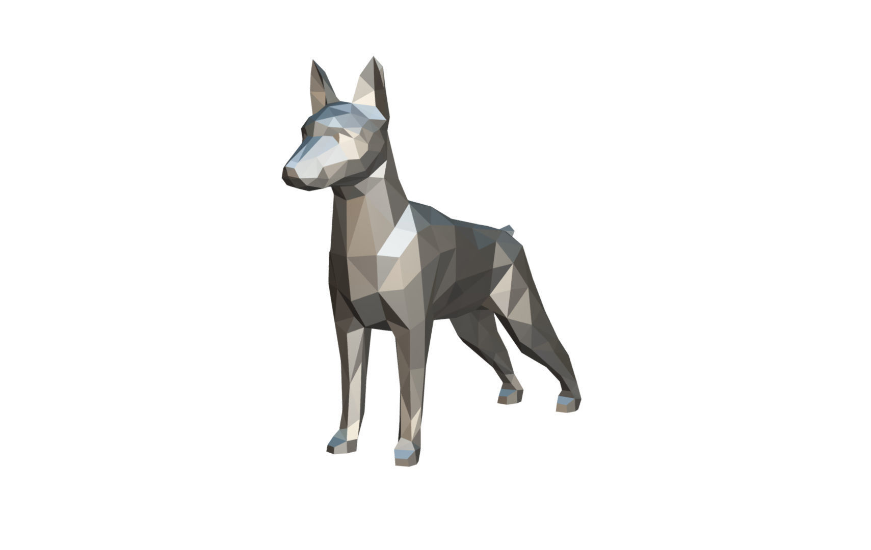 Pinscher low poly doberman 3D print model_7