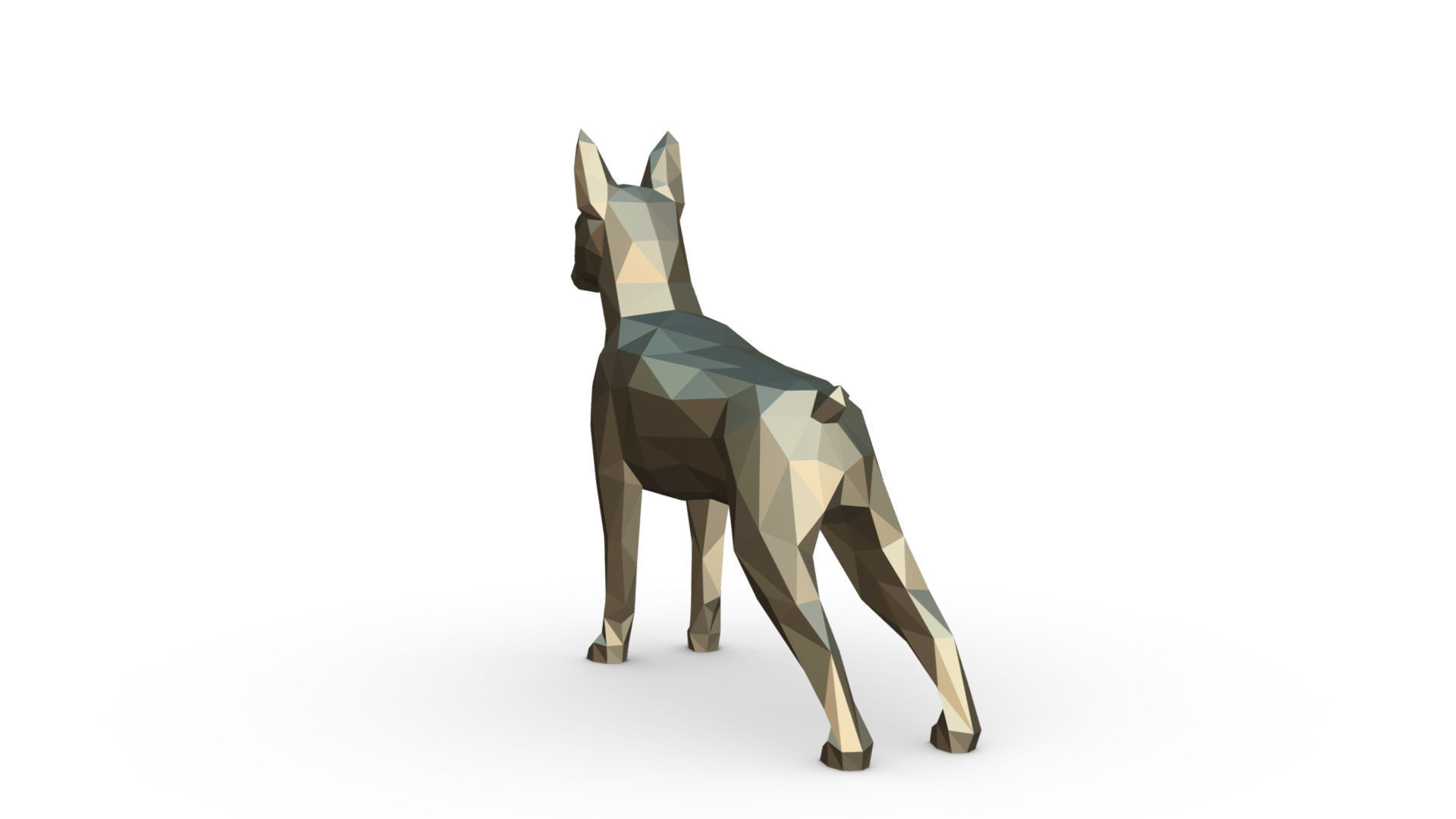 Pinscher low poly doberman 3D print model_2