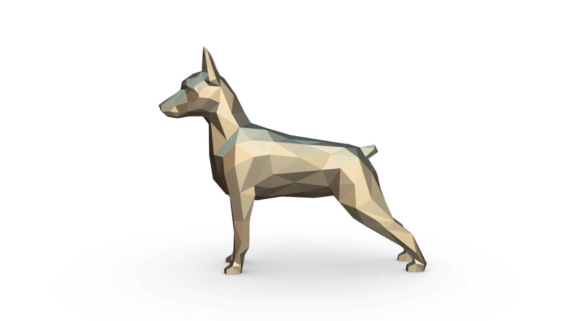 Pinscher low poly doberman 3D print model_1