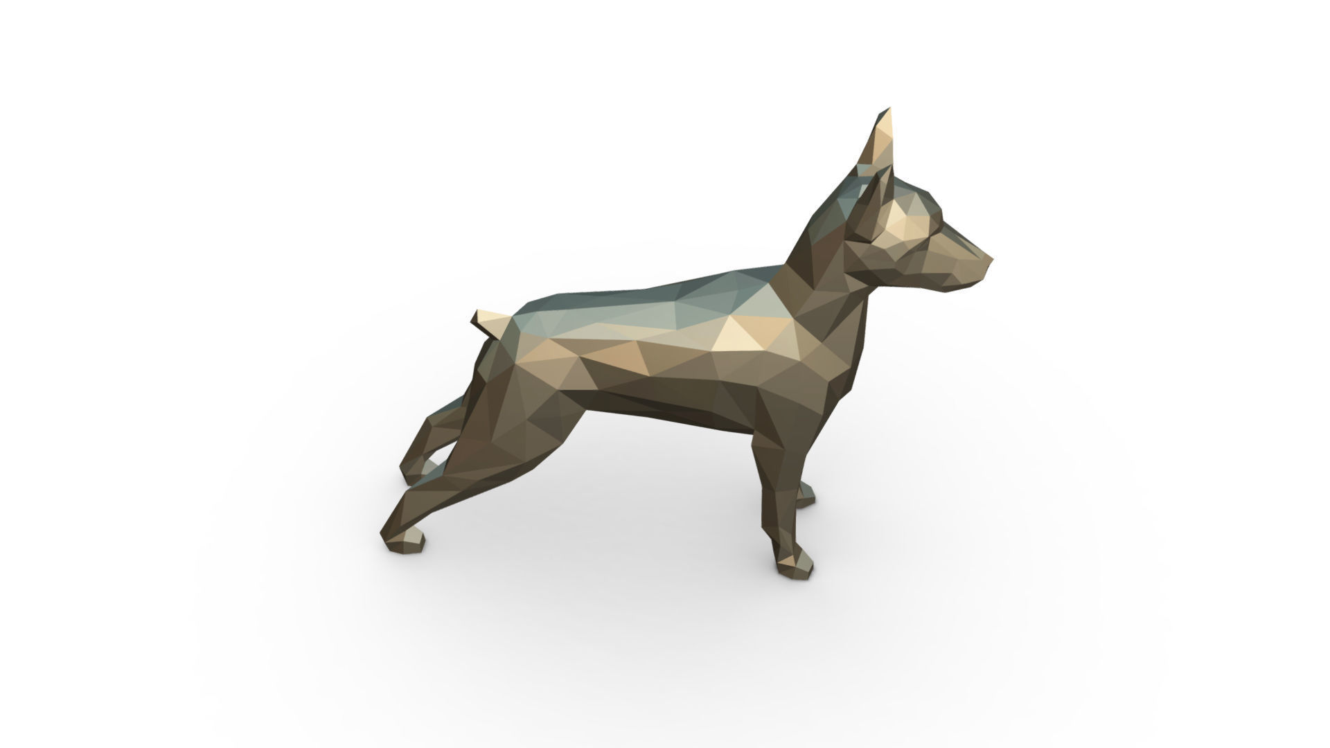 Pinscher low poly doberman 3D print model_4