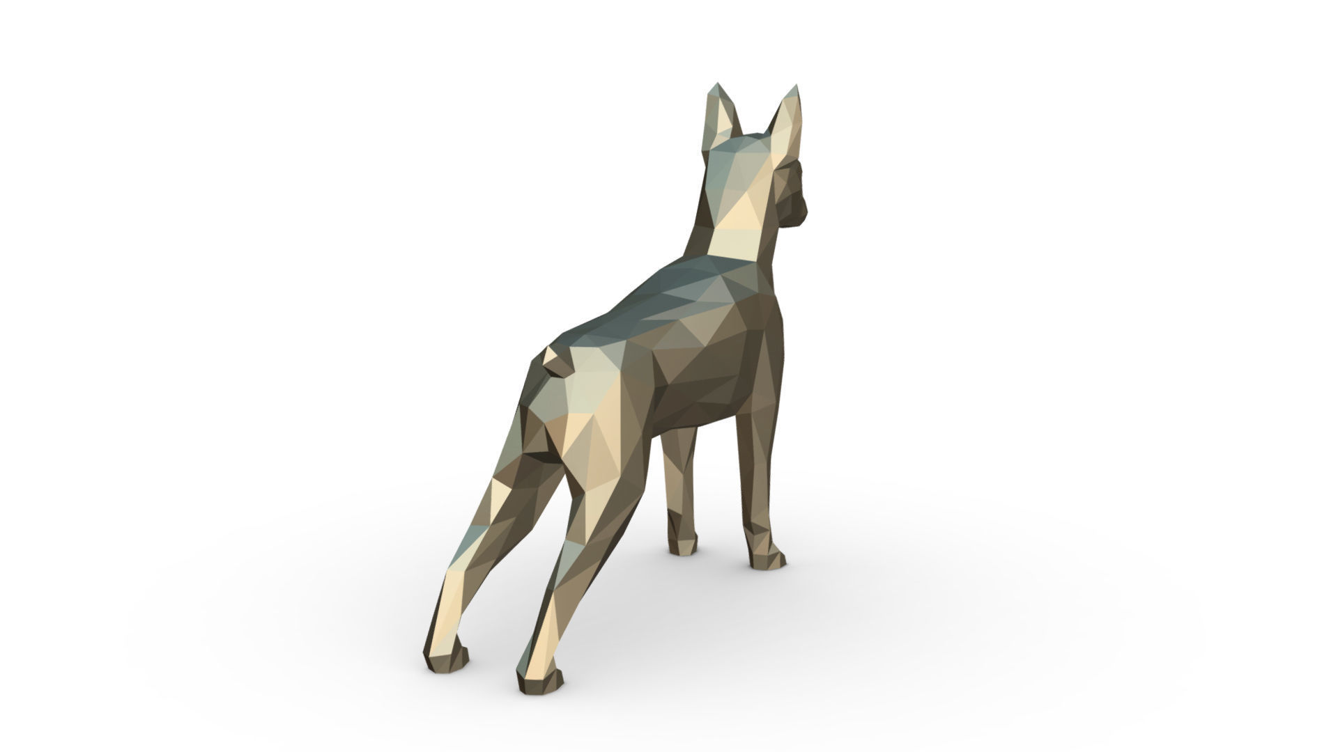 Pinscher low poly doberman 3D print model_3
