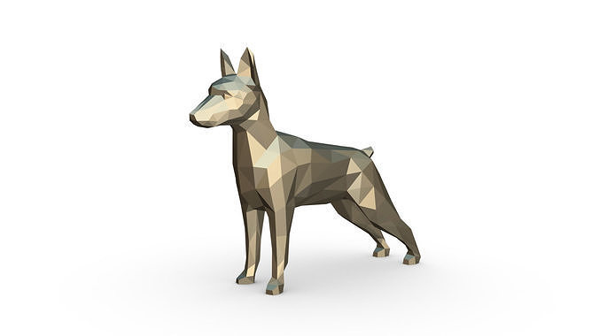 Pinscher low poly doberman 3D print model