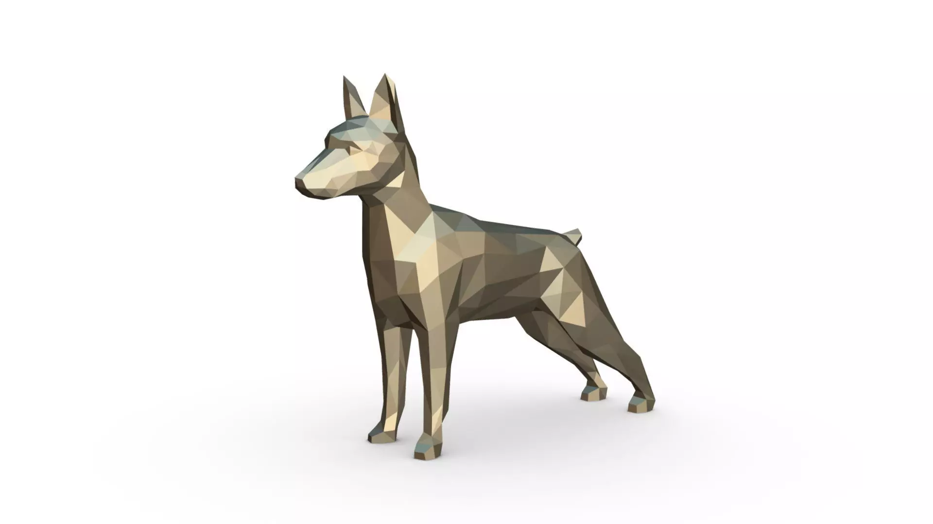 Pinscher low poly doberman 3D print model_0