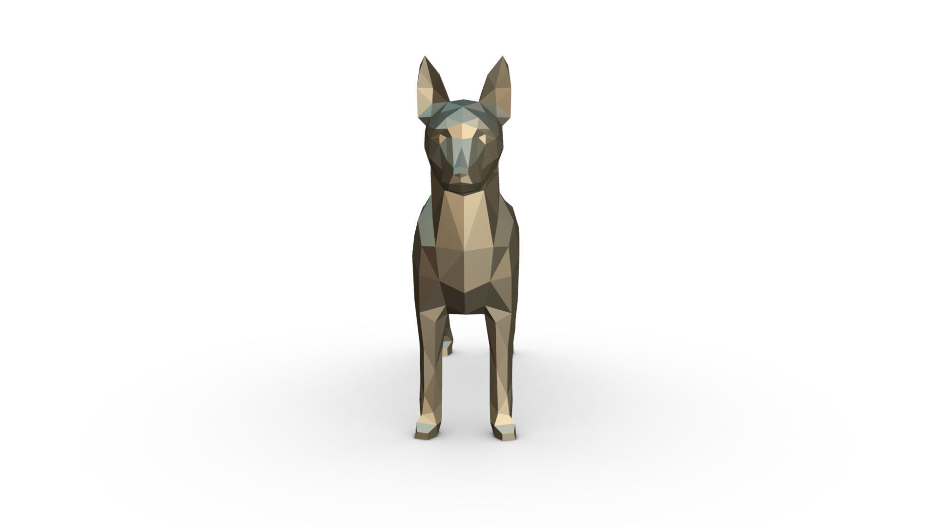 Pinscher low poly doberman 3D print model_6