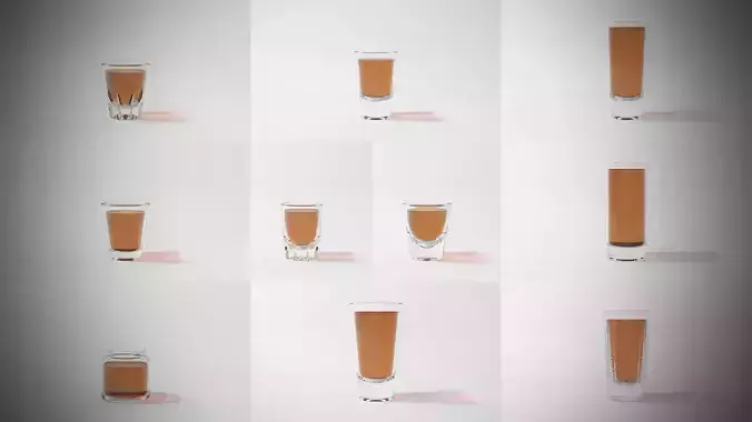 Set of 10 Glass Shooter Shots for Kitchen or bar 3D model