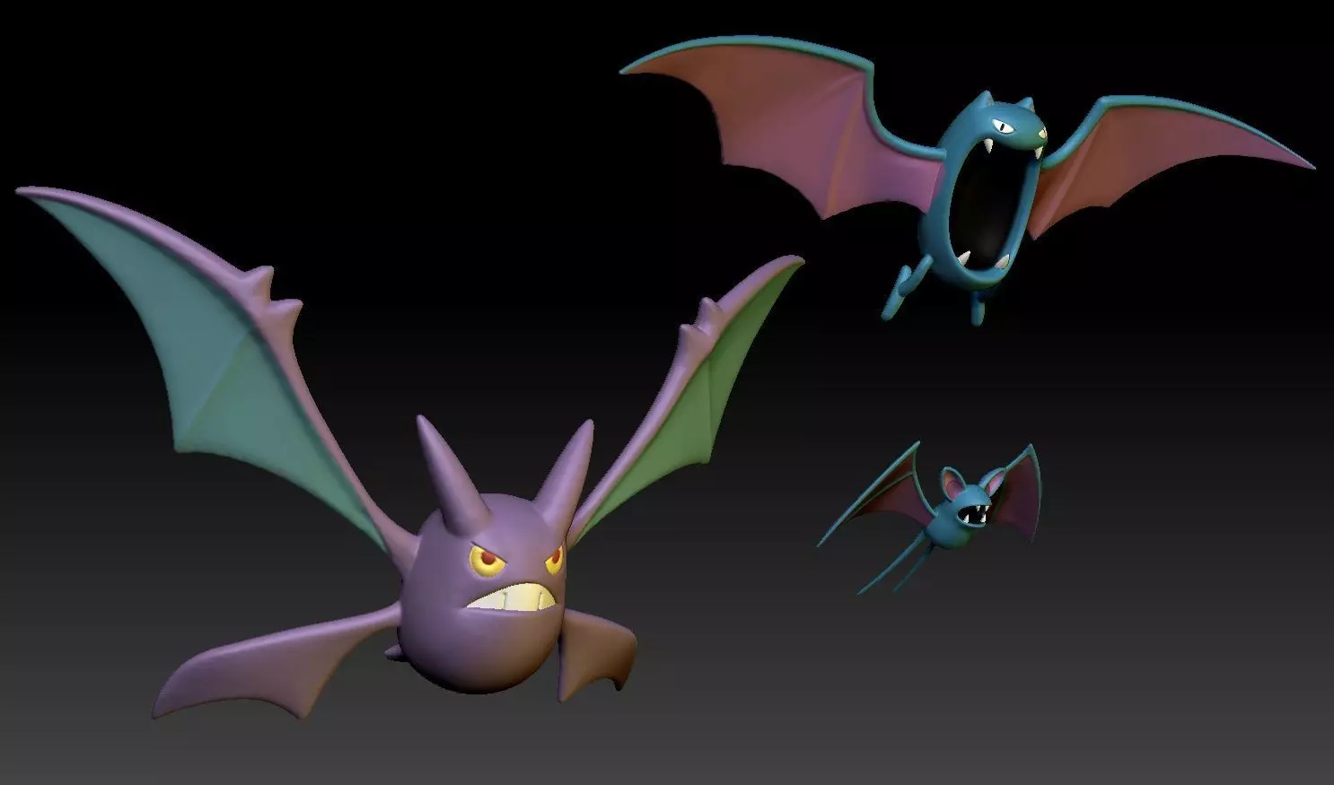 Pokemon Zubat Golbat Crobat 3D print model_0