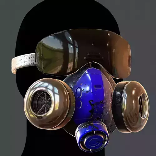 Gas mask helmet 3d model scifi Low-poly 