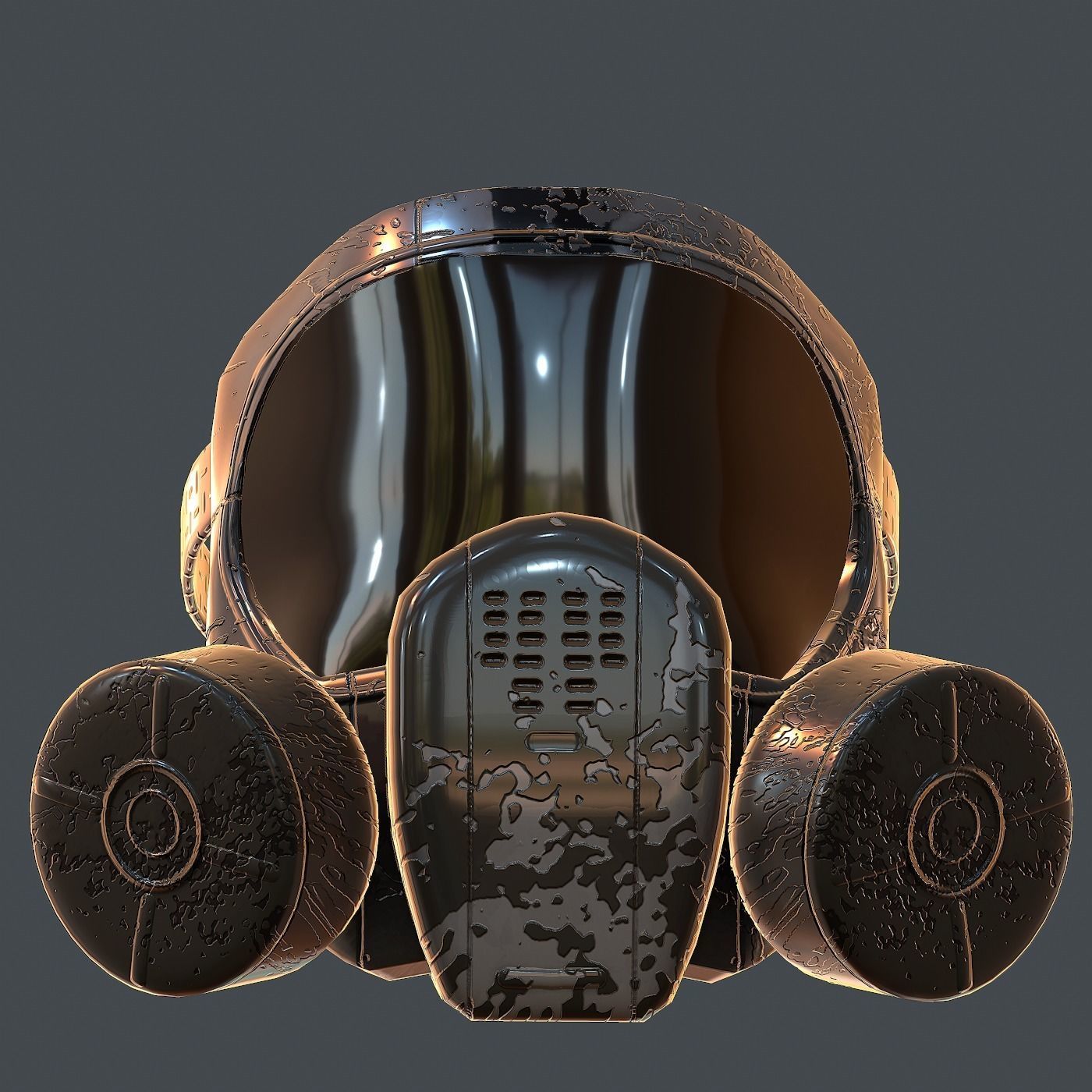 Gas mask helmet 3d model scifi Low-poly Low-poly 3D model_4