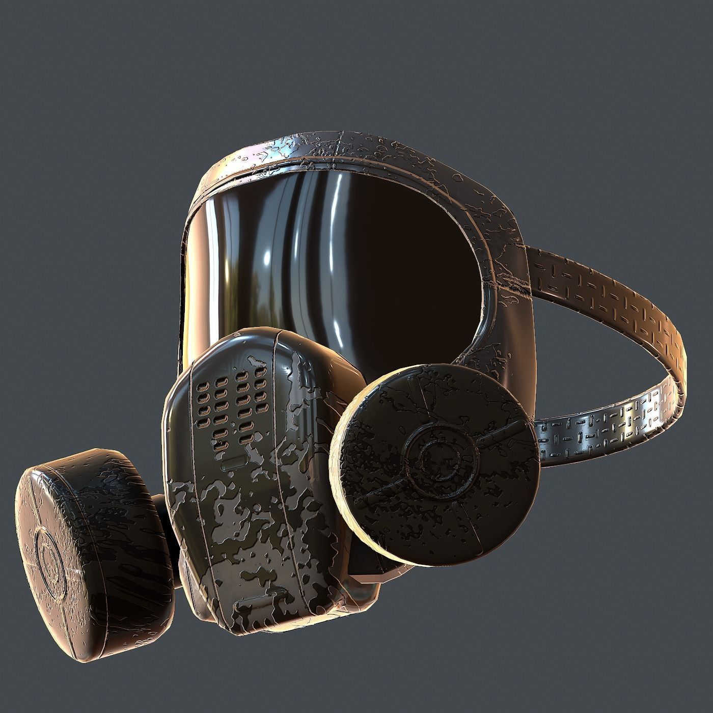 Gas mask helmet 3d model scifi Low-poly Low-poly 3D model_5