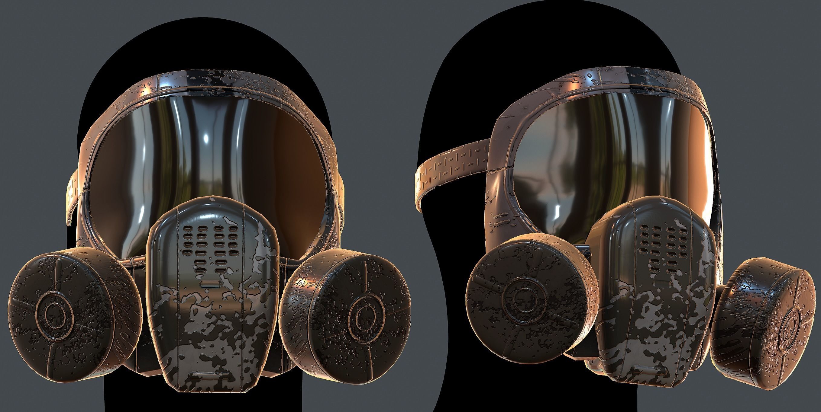 Gas mask helmet 3d model scifi Low-poly Low-poly 3D model_1