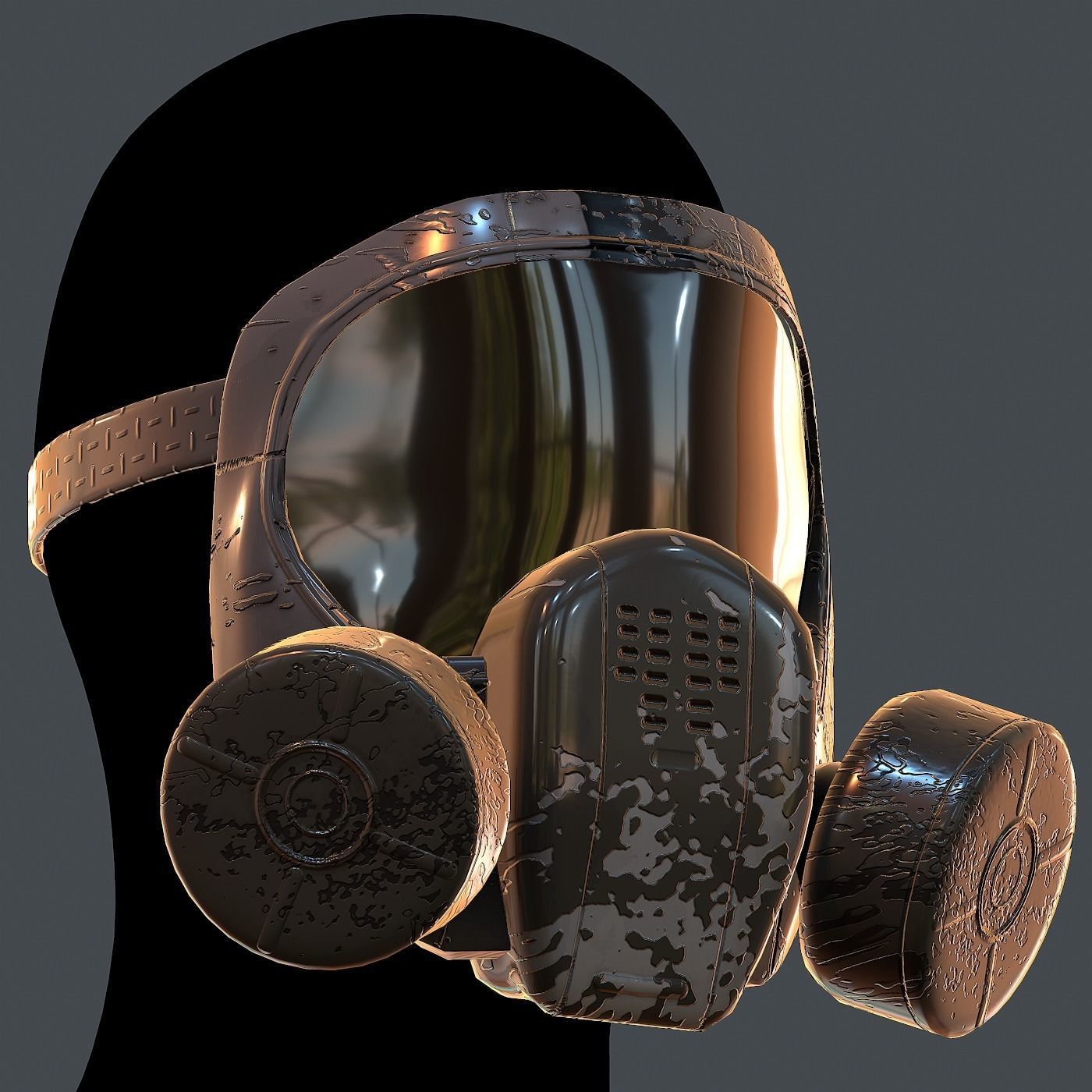 Gas mask helmet 3d model scifi Low-poly Low-poly 3D model_2