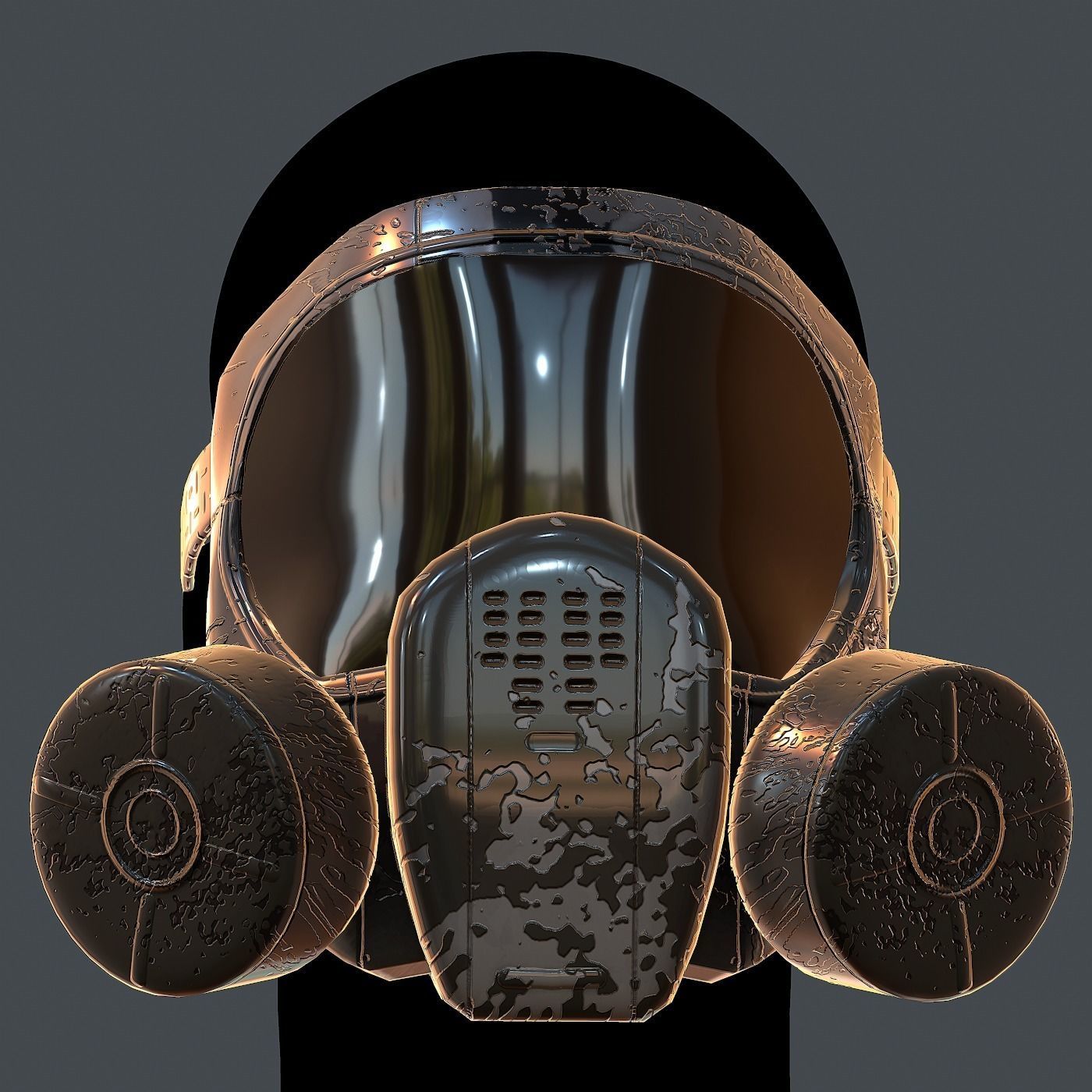 Gas mask helmet 3d model scifi Low-poly Low-poly 3D model_3