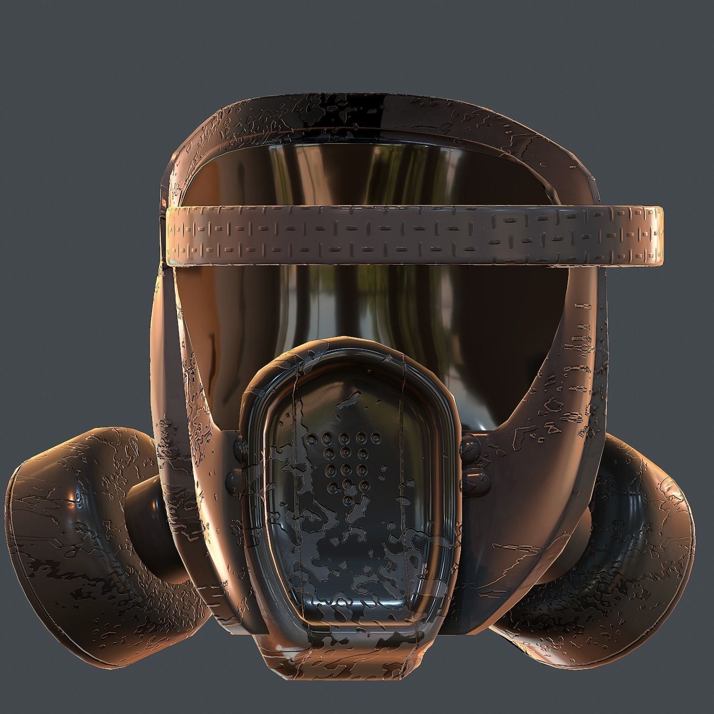 Gas mask helmet 3d model scifi Low-poly Low-poly 3D model_6