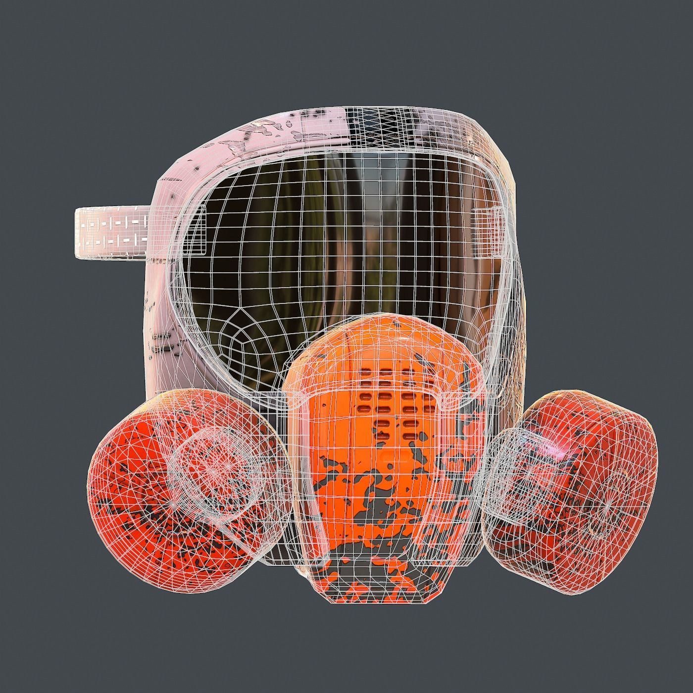 Gas mask helmet 3d model scifi Low-poly Low-poly 3D model_10