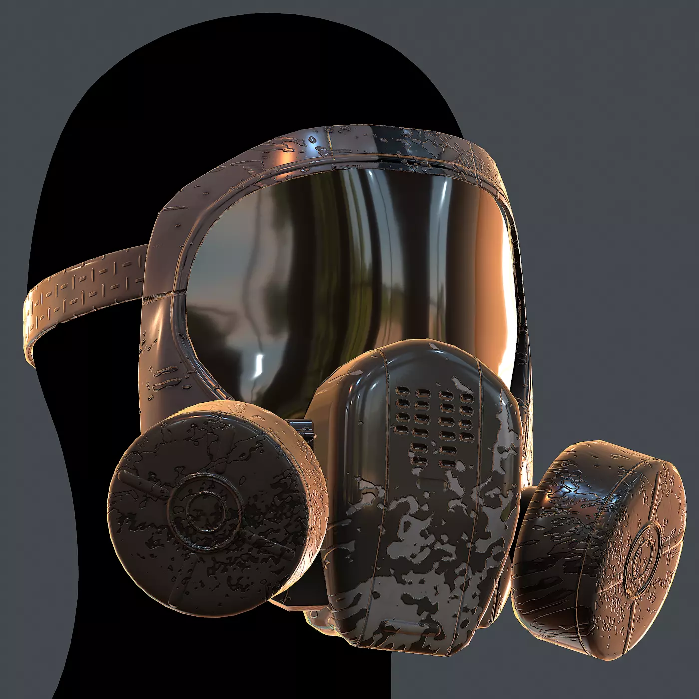 Gas mask helmet 3d model scifi Low-poly Low-poly 3D model_0