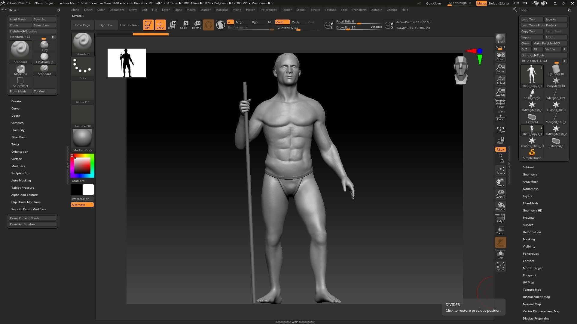 Sculptor statue Human 3D print model_4