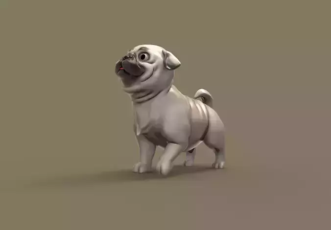 PUG Dog - Medium poly