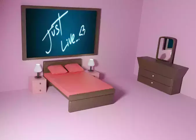 Bedroom with bed Lamp Dressing Table