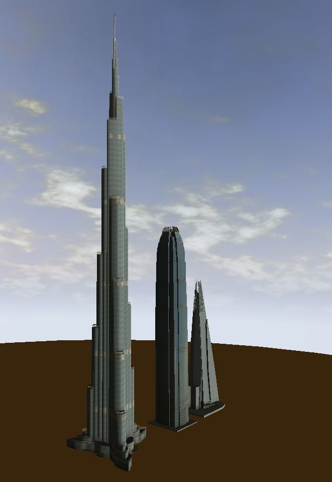 The Shard Burj Khalifa and Hongkong IFC lowpoly 3d model Low-poly 3D model_2