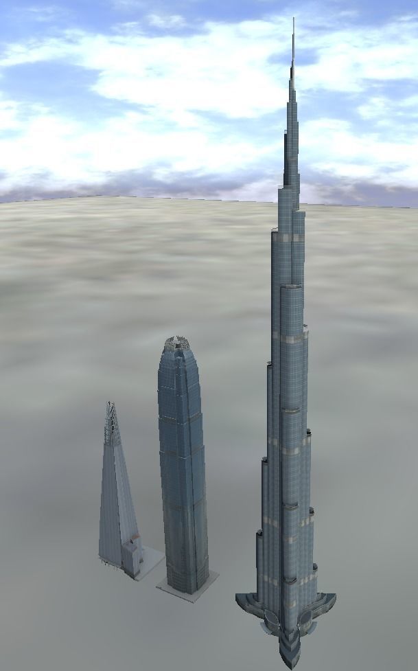 The Shard Burj Khalifa and Hongkong IFC lowpoly 3d model Low-poly 3D model_5