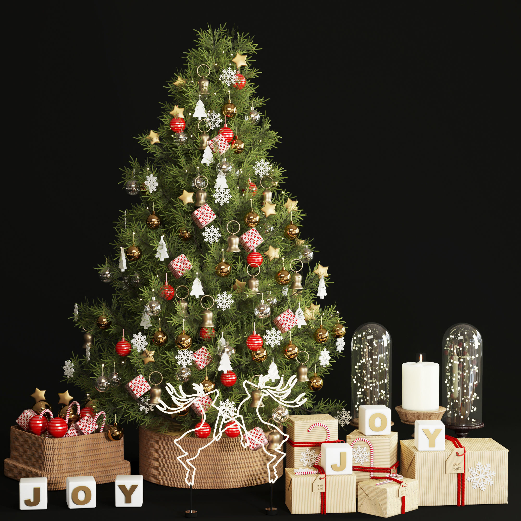 christmas tree decor 3D model_2