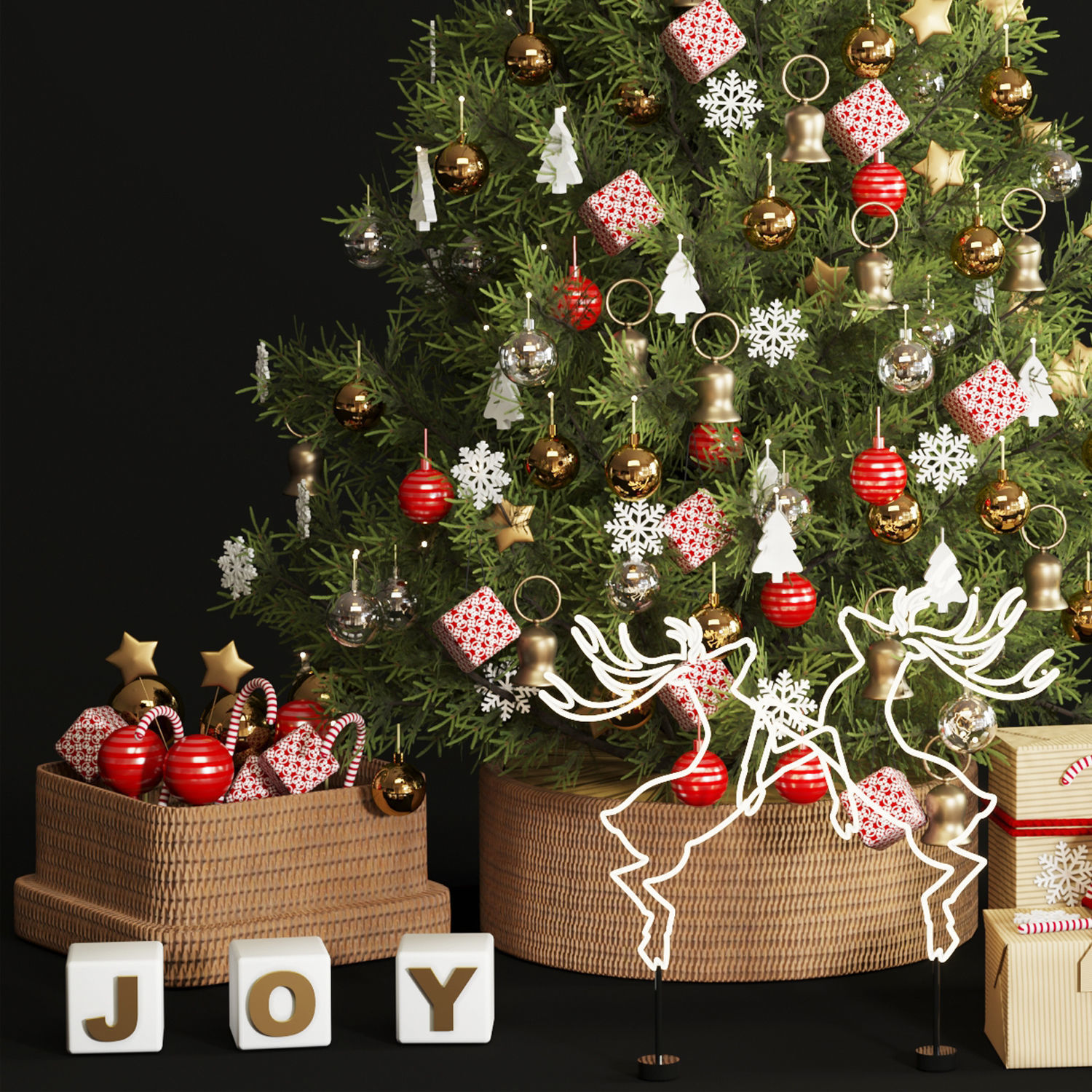 christmas tree decor 3D model_3