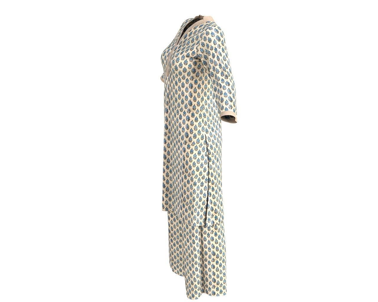 3 d Kurta Plazzo Model Indian Traditional 3D model Free 3D model_2
