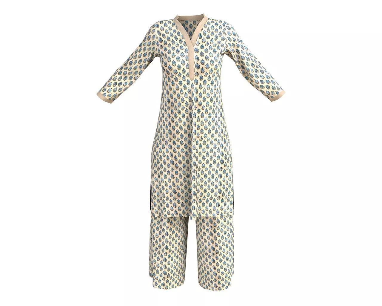 3 d Kurta Plazzo Model Indian Traditional 3D model Free 3D model_0