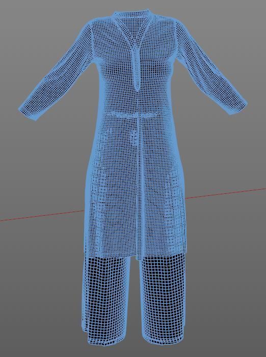 3 d Kurta Plazzo Model Indian Traditional 3D model Free 3D model_10