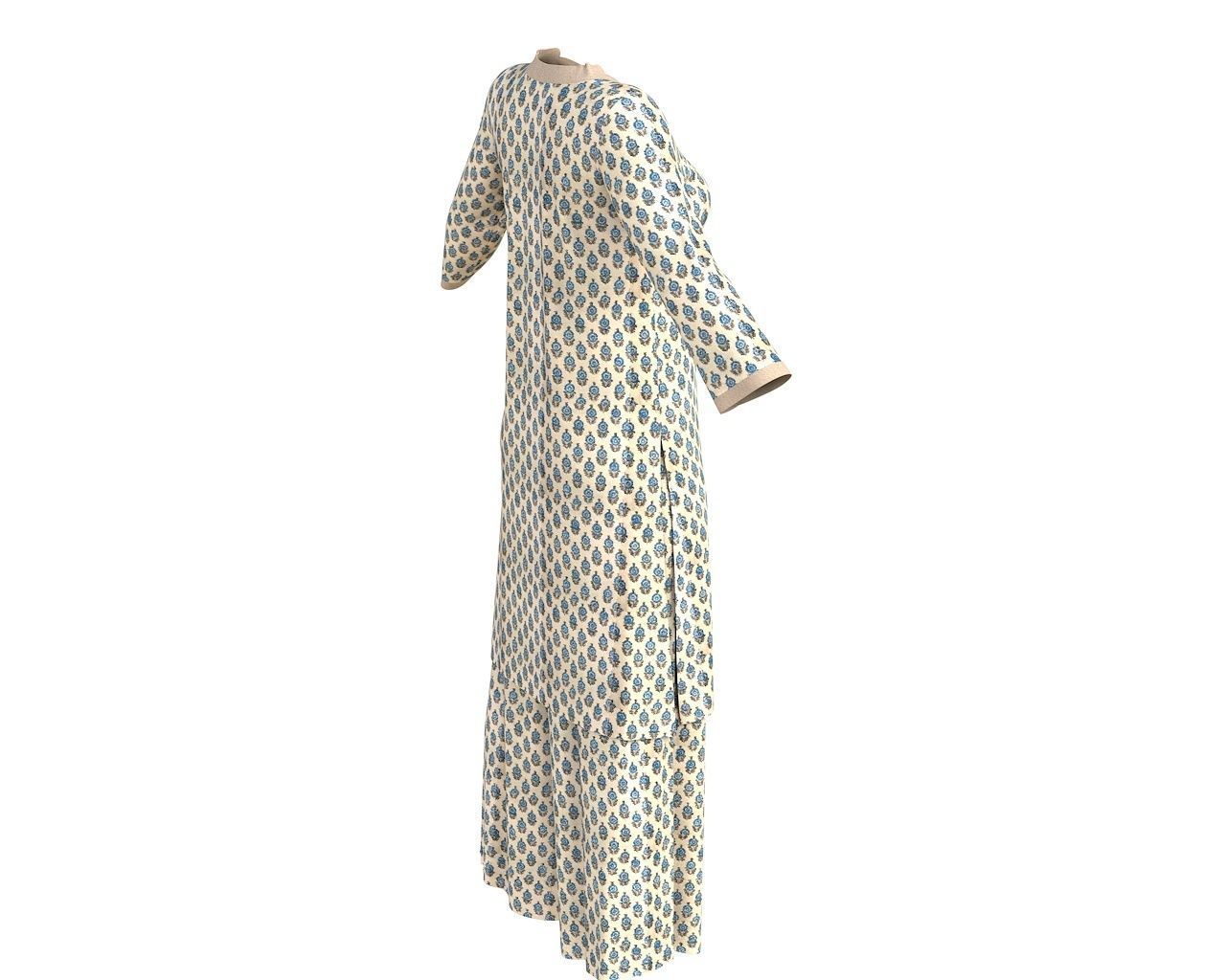 3 d Kurta Plazzo Model Indian Traditional 3D model Free 3D model_7