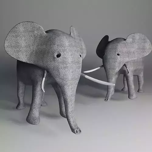 Elephant model two elephants with tusks