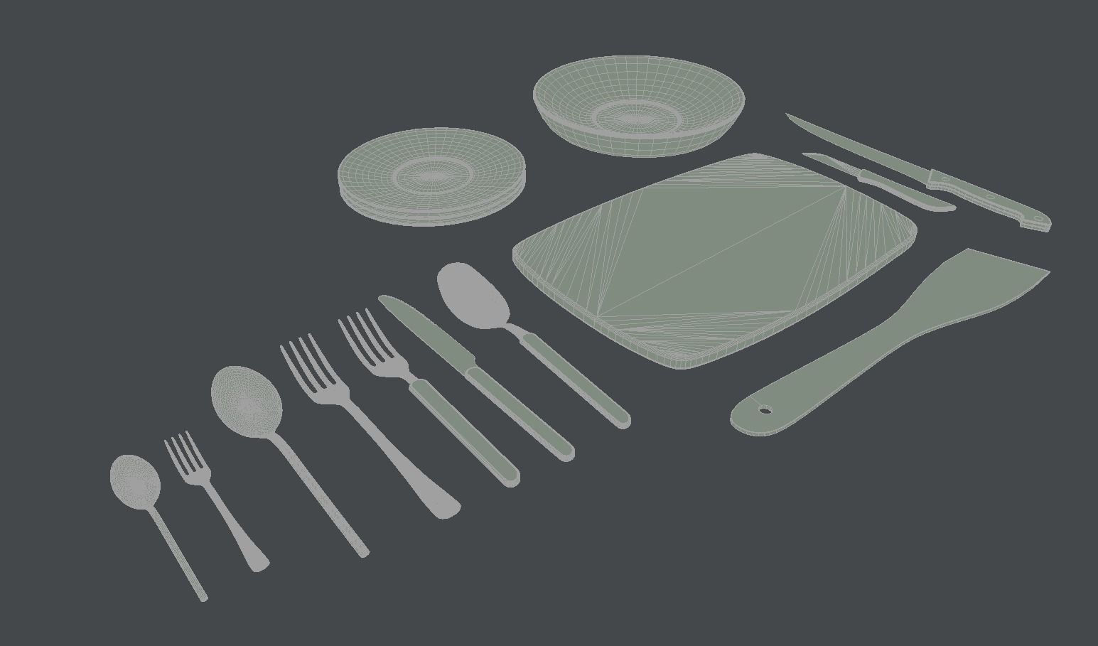 Kitchen tools Low-poly 3D model_3