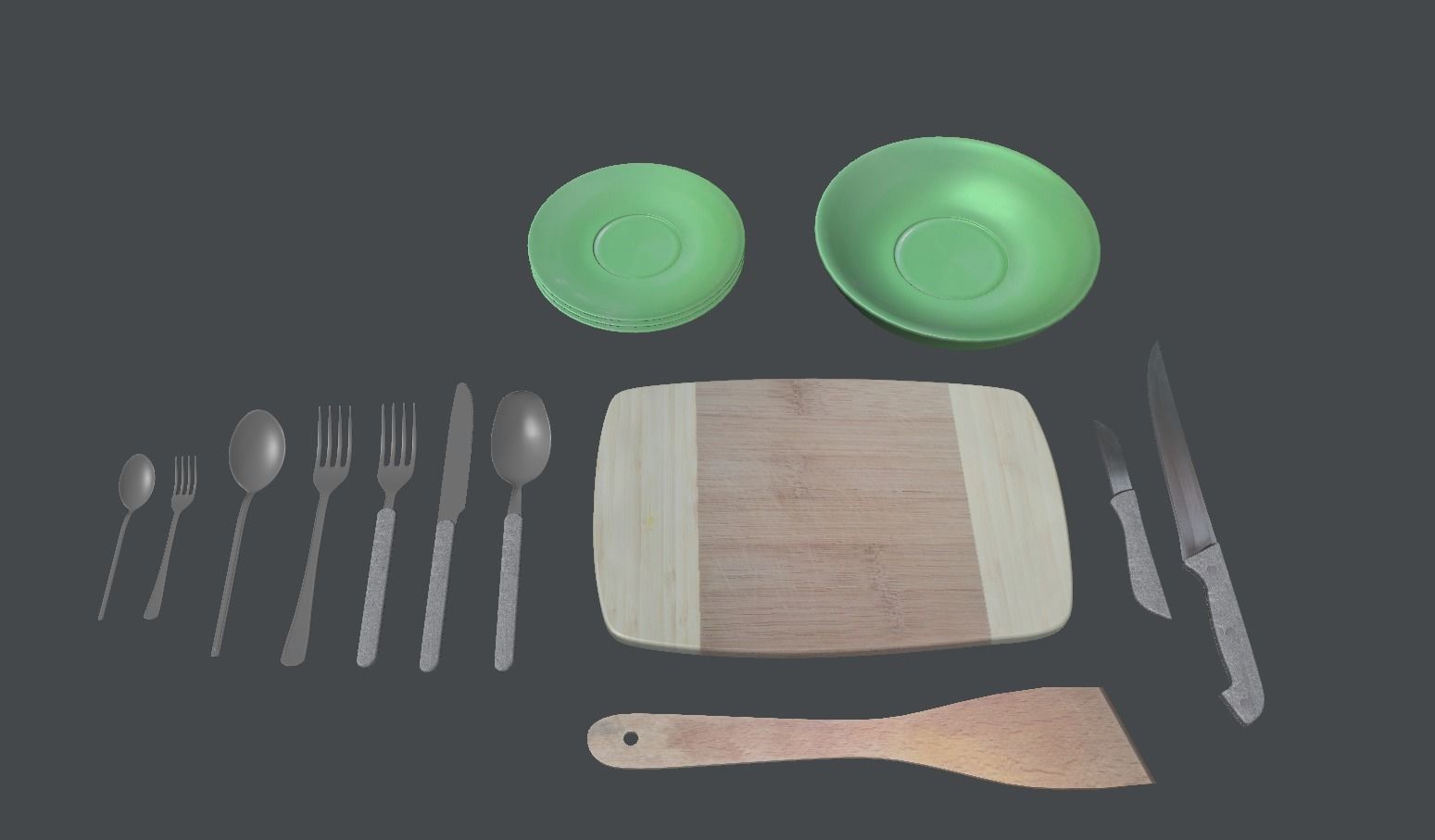 Kitchen tools Low-poly 3D model_2