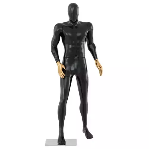 Black male mannequin with golden palms of hands 67