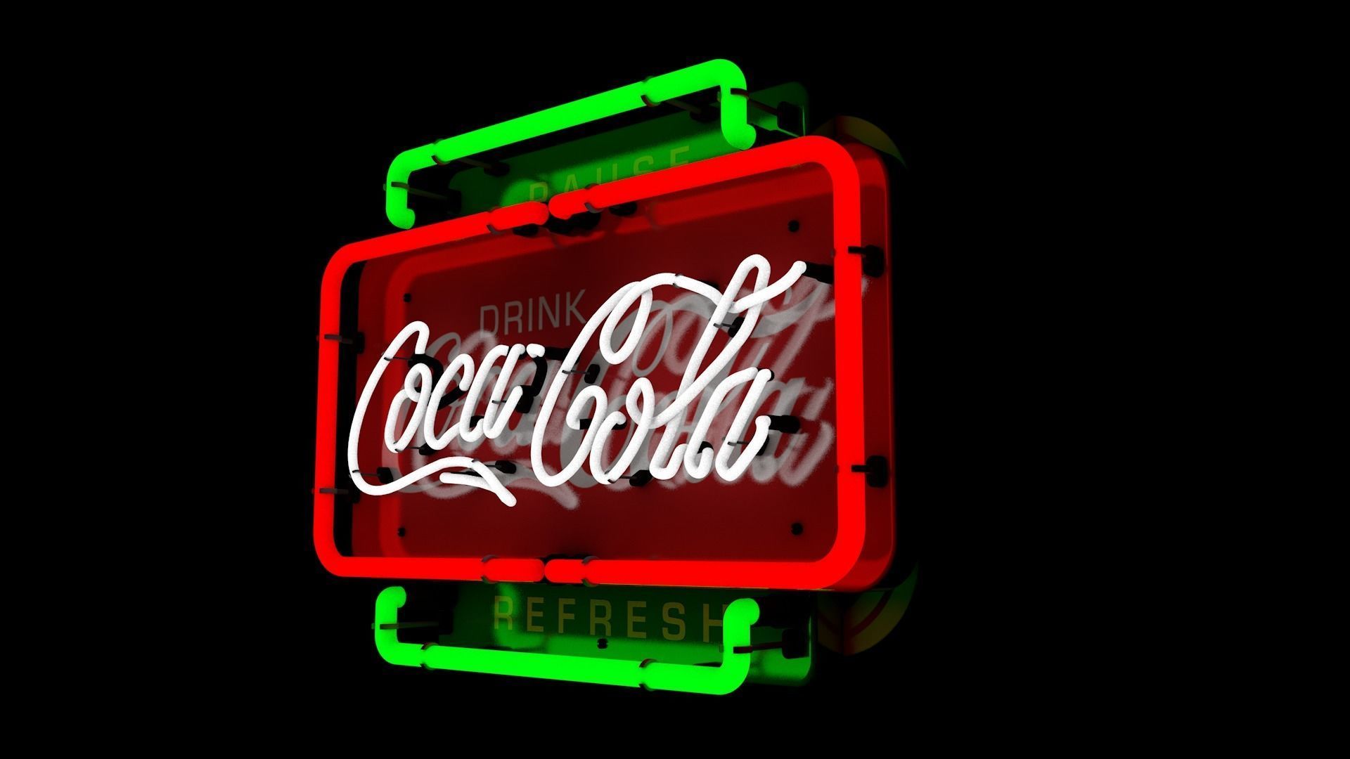 Coca-Cola Neonsign 3D model_5