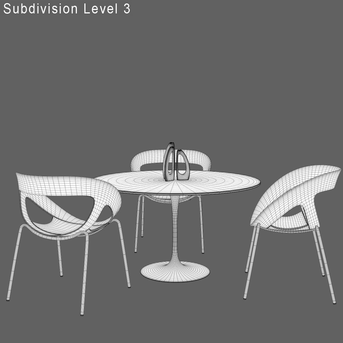 Chairs and Table for Arch Viz Low-poly 3D model_10